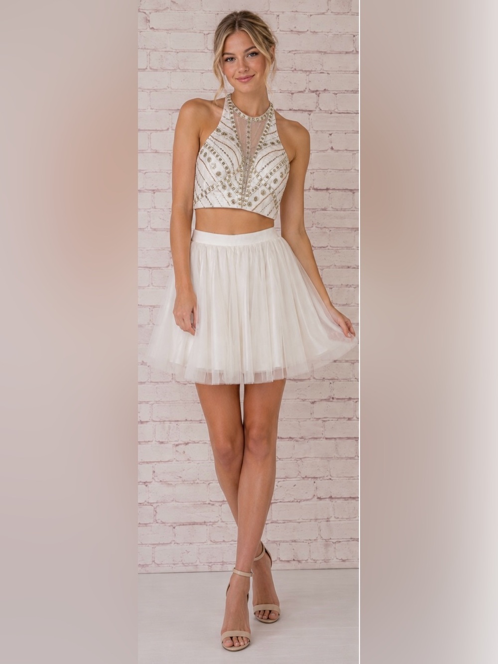 Say Yes To the Dress 2 Piece Crop Top Tulle Mini Skirt Size 1/2